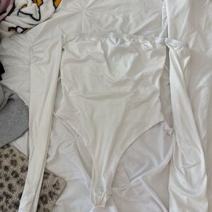 Fashion Nova Off-Shoulder White Bodysuit